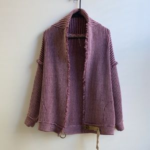 Free People Pink Striped Cardigan